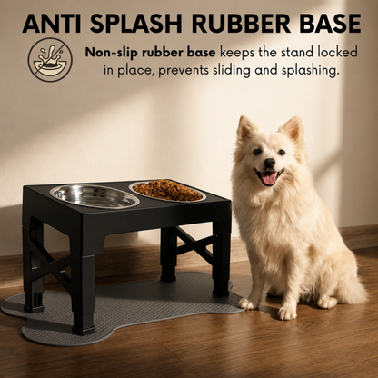 Elevated Slow Feed Dog Bowl Set with Adjustable Stand