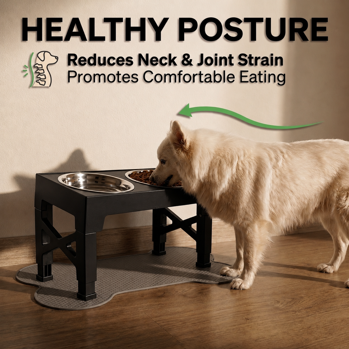 Elevated Slow Feed Dog Bowl Set with Adjustable Stand