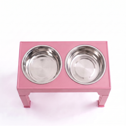 Adjustable Pet Feeding Bowl with Stainless Steel and Slow Feeder
